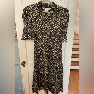 Gretchen Scott Ruffle Neck Dress Size M